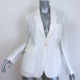 Nili Lotan Linen Blazer White Size 4 One-Button Jacket