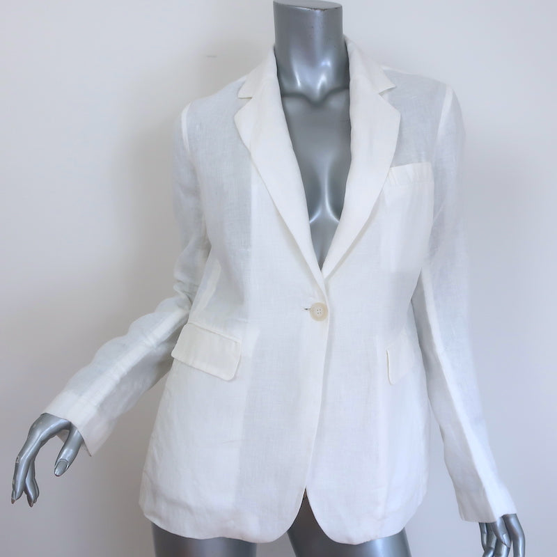 Nili Lotan Linen Blazer White Size 4 One-Button Jacket