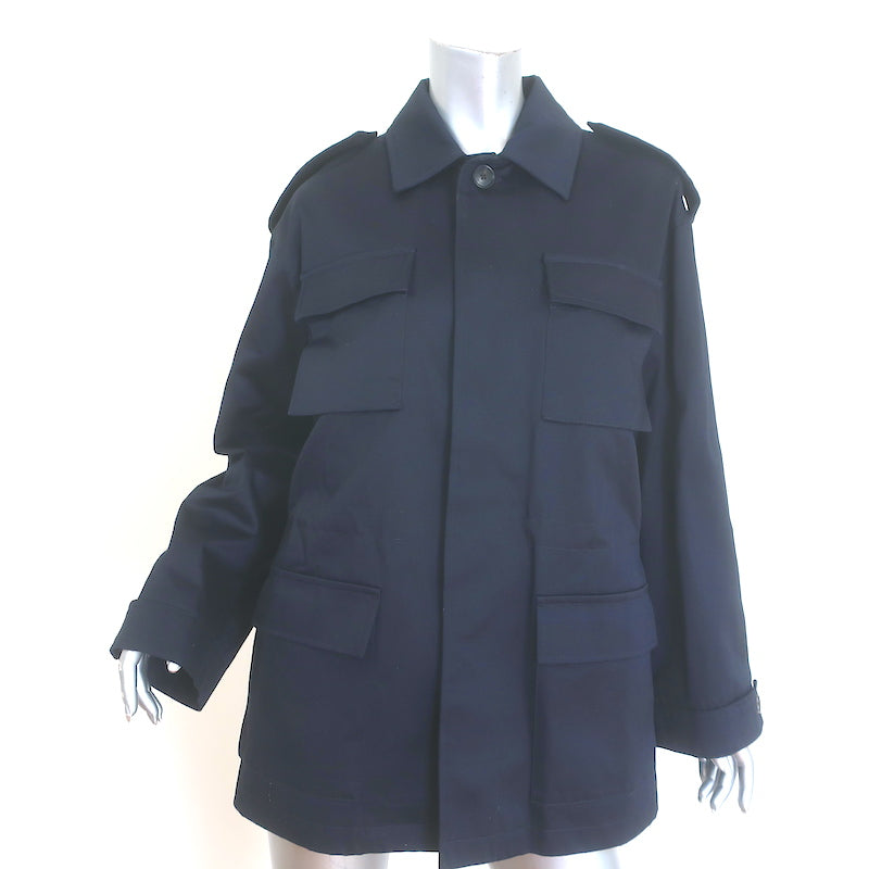 Nili Lotan Lorenzo Military Parka Jacket Navy Cotton Twill Size Medium NEW