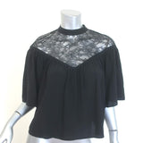Nili Lotan Lucie Lace-Yoke Blouse Black Silk