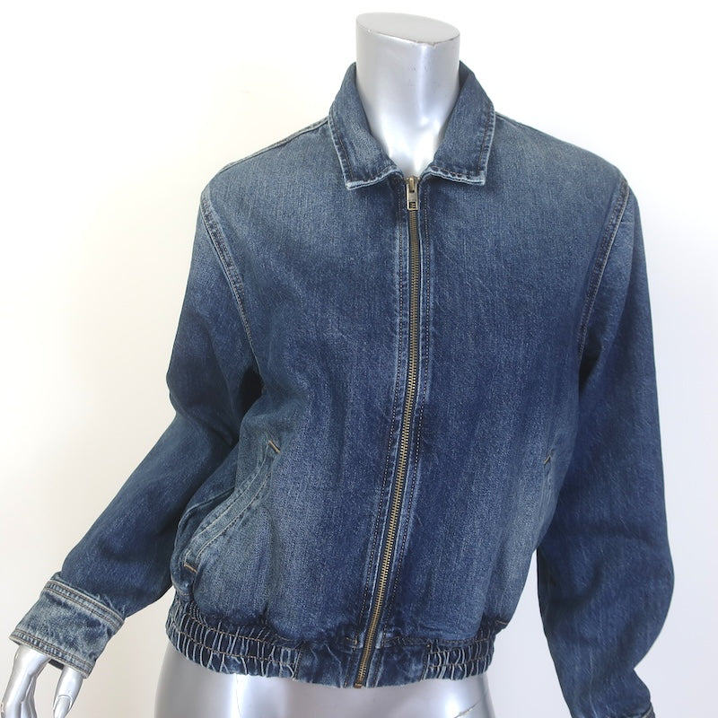 Nili Lotan Najac Denim Jacket Simon Wash Dark Blue Size Medium