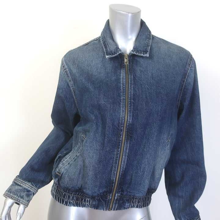 Nili Lotan Najac Denim Jacket Simon Wash Dark Blue Size Medium