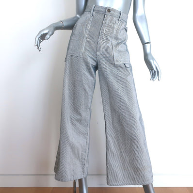 Nili Lotan Quentin Striped High-Rise Wide Leg Jeans