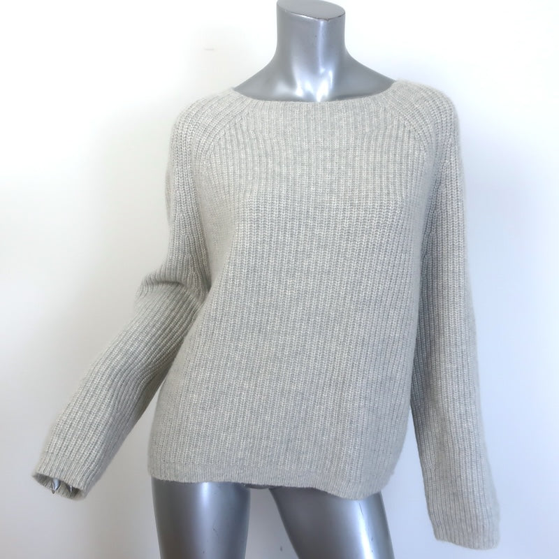 Nili Lotan Ribbed Cashmere Raglan Sweater Heather Gray 