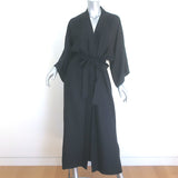 Nili Lotan Tie-Waist Long Robe Jacket Black Silk Satin One Size
