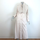 Nour Hammour Dakota Fur-Collar Long Leather Coat Powder Size 34 NEW