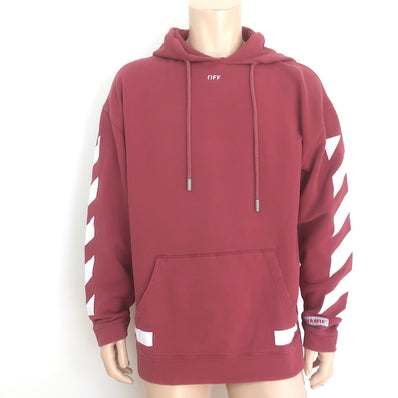 Off-White c/o Virgil Abloh Diagonal Arrows Hoodie Sweatshirt Bordeaux Size Small