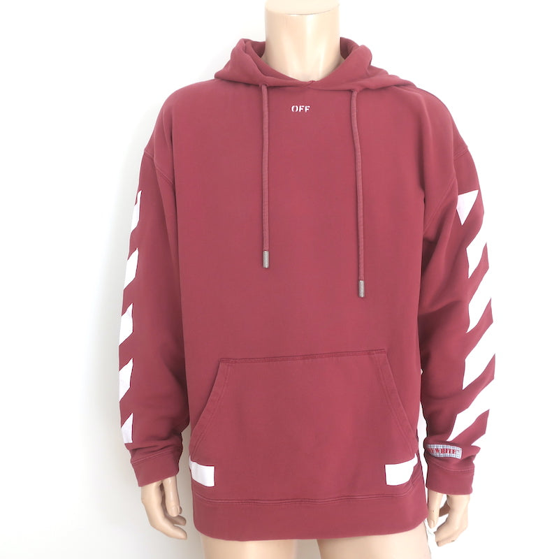Off-White c/o Virgil Abloh Diagonal Arrows Hoodie Sweatshirt Bordeaux Size Small