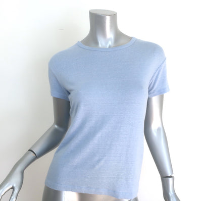 Officine Generale Lara Linen T-Shirt Sky Blue Stretch Jersey Size Extra Small