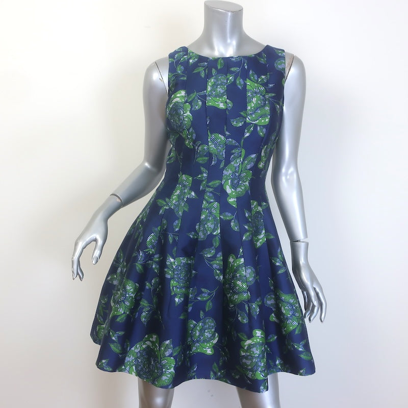 Oscar de la Renta Floral Jacquard Sleeveless Fit &amp; Flare Mini Dress