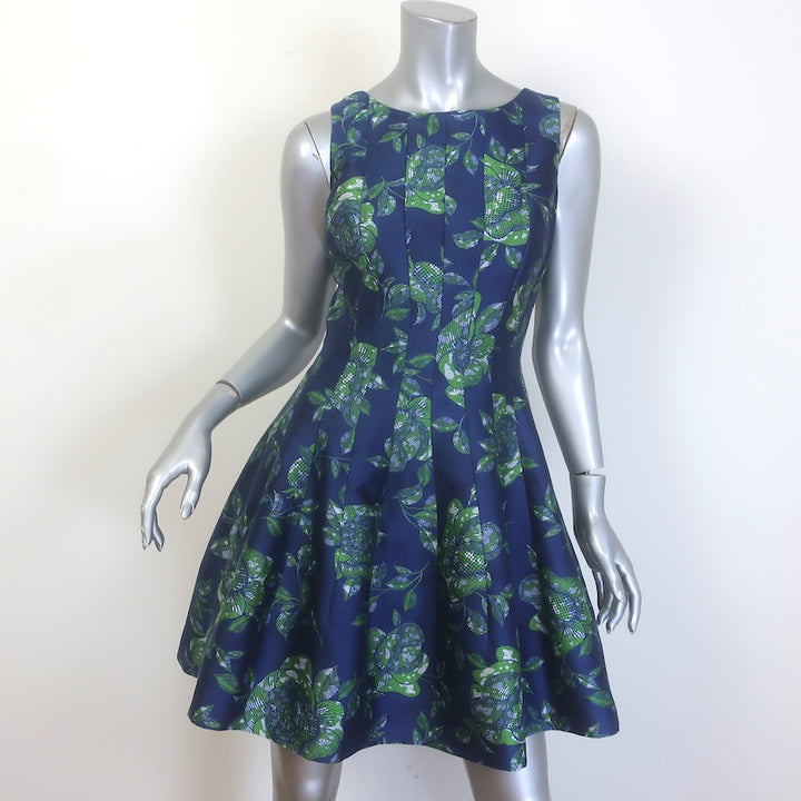 Oscar de la Renta Floral Jacquard Sleeveless Fit &amp; Flare Mini Dress