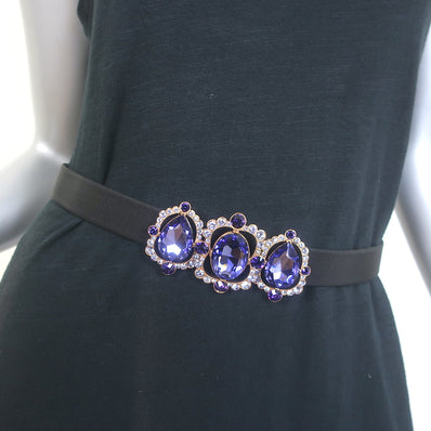 Oscar de la Renta Jewel Buckle Interchangeable Belt Navy & Black Size Medium
