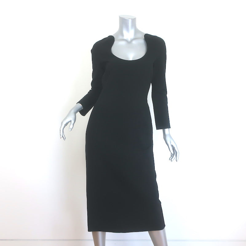 Oscar de la Renta Scoop-Neck Midi Sheath Dress Black Stretch Wool Size – Celebrity Owned Oscar de la Renta Scoop-Neck Midi Sheath Dress Black Stretch Wool Size – Celebrity Owned