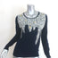 Oscar de la Renta Sequin & Jewel-Embellished Sweater Navy Wool Size Extra Small