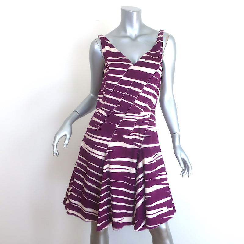 Oscar de la Renta Zebra Stripe Mini Dress Plum/White 
