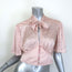 Paco Rabanne Crystal-Embellished Cropped Tie-Neck Blouse Pink Satin Size 38