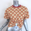Paco Rabanne Tapestry Gathered U-Ring Cropped T-Shirt Ivory/Red Cotton Size 36
