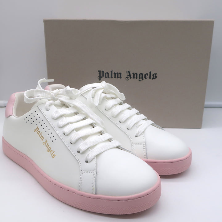 Palm Angels Palm One Low Top Sneakers White &amp; Pink Leather Size 39 NEW