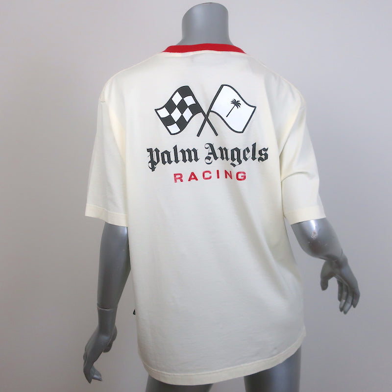 Palm Angels x Formula 1 Racing Monogram Tee Ivory Cotton Size Medium NEW