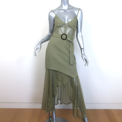 PatBO Bustier Midi Dress Vintage Khaki Mesh