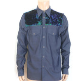 Paul Smith Sequined Yoke Snap-Front Shirt Blue Chambray Size Extra Large