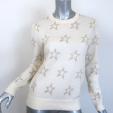 Perfect Moment Floro Metallic Star Jacquard Sweater Cream/Gold Size Medium