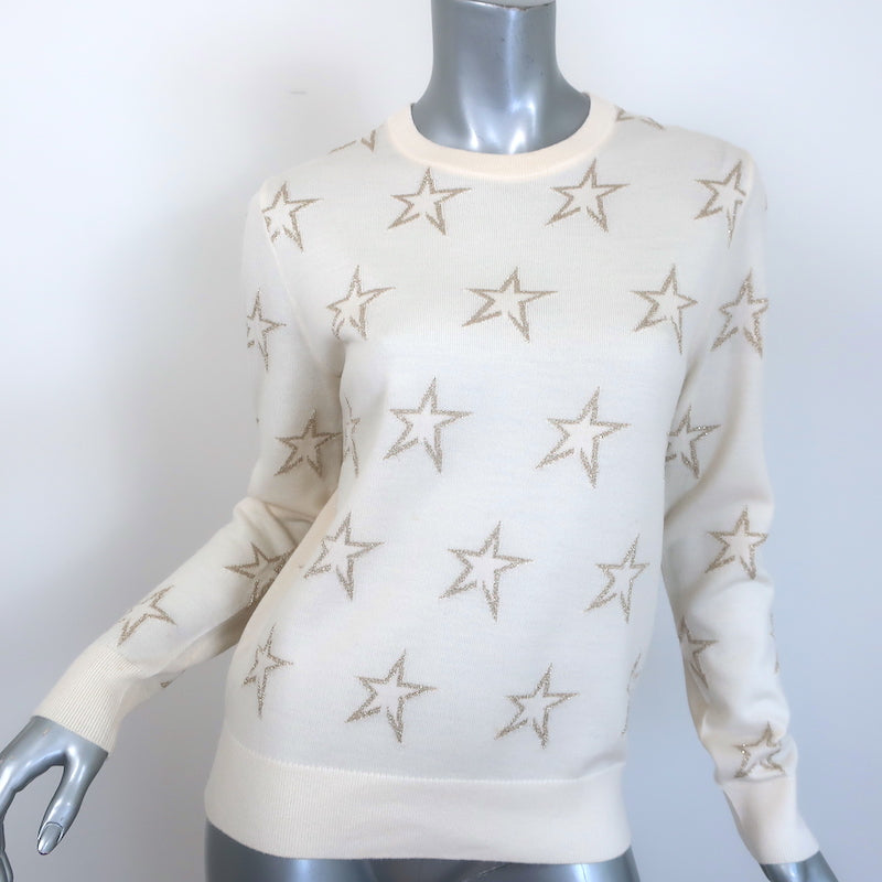 Perfect Moment Floro Metallic Star Jacquard Sweater Cream/Gold Size Medium