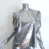 Philosophy di Lorenzo Serafini Sequin Puff Sleeve Top Silver Size US 6