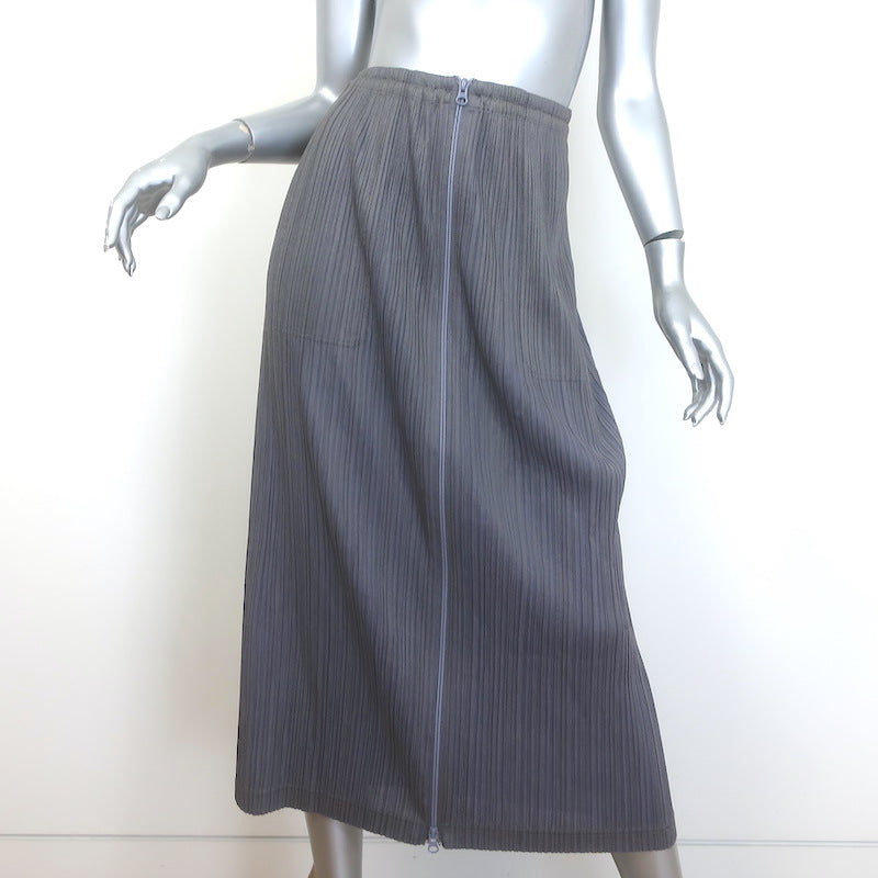 Pleats Please Issey Miyake Zip-Up Midi Skirt Gray Size 1
