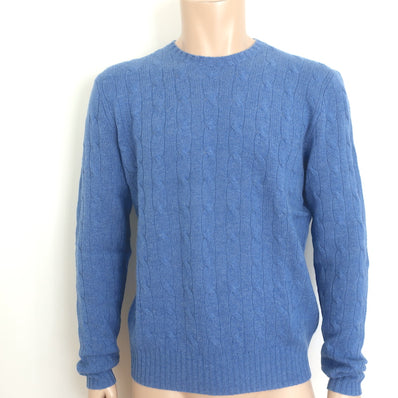 Polo Ralph Lauren Cashmere Cable Knit Sweater Caribbean Blue Size Large NEW