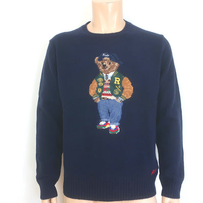 Polo Ralph Lauren Polo Bear Crewneck Sweater Navy Wool-Cashmere Size Large NEW