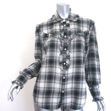 Polo Ralph Lauren Ruffle-Trim Plaid Western Shirt Black/Cream Size Medium NEW