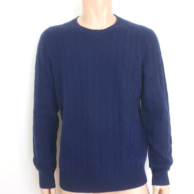 Polo Ralph Lauren The Iconic Cable Knit Cashmere Sweater Navy Size Large