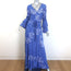 Poupette St Barth Elise Maxi Wrap Dress Blue Butterfly Batik Print Size Large