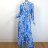 Poupette St Barth Ilona maxi dress, blue butterfly batik, authentic pre-owned designer resort dress