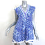 Poupette St Barth Sasha Fringed Mini Dress Blue Printed Viscose Size Extra Small