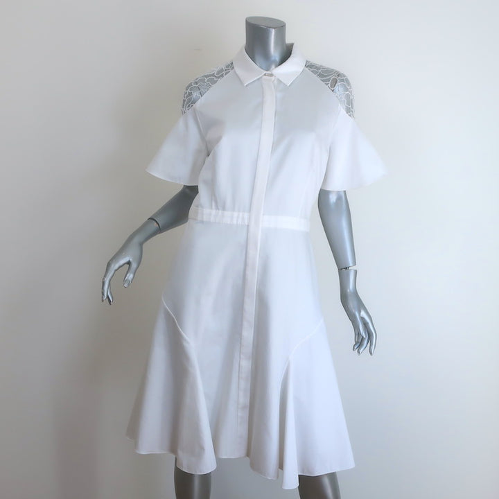 Prabal Gurung Lace-Shoulder Flared Shirt Dress 