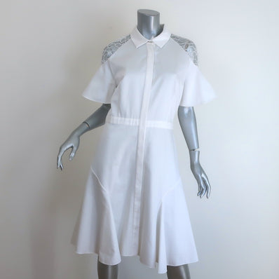 Prabal Gurung Lace-Shoulder Flared Shirt Dress 