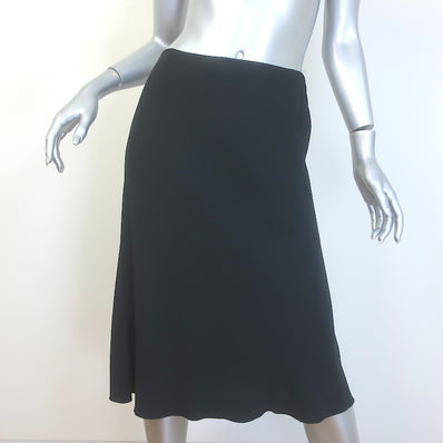 Prada A-Line Midi Skirt Black Crepe Size 42
