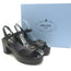 Prada Ankle Strap Platform Sandals Black Padded Nappa Leather Size 37.5
