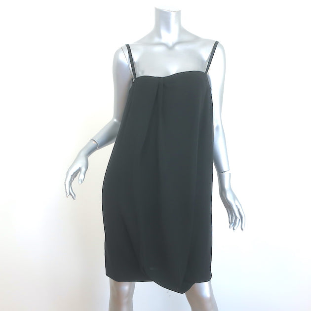 Prada Asymmetric Draped Dress Black Crepe Size 44 – Celebrity Owned