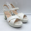 Prada Crocodile Print Crisscross Platform Sandals White Patent Leather Size 38