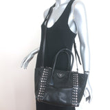 Prada Crystal-Studded Twin Pocket Tote Black
