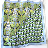 Prada Floral & Geometric Print Silk Twill Square Scarf Blue/Green