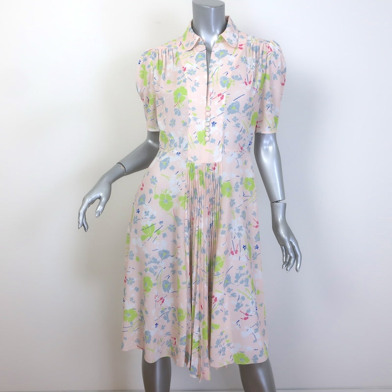 Prada Floral Print Collared Dress Light Pink/Multi 