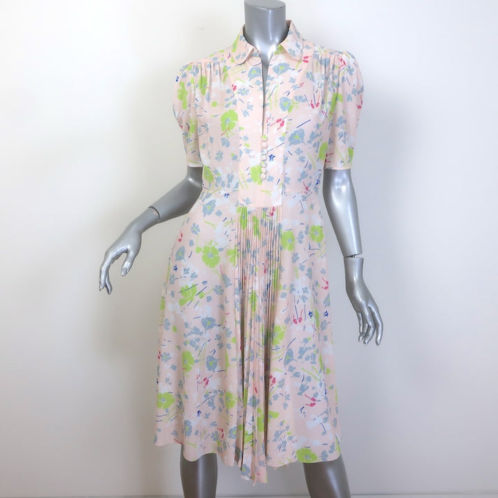 Prada Floral Print Collared Dress Light Pink/Multi 