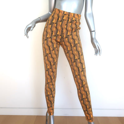 Prada Jacquard Knit Leggings Marigold Stretch Wool Size 38