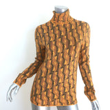 Prada Jacquard Knit Turtleneck Sweater Marigold Stretch Wool Size 42