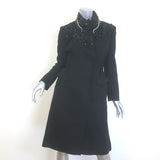 Prada Jeweled-Collar Coat Black Wool Felt Size 40