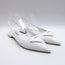 Prada Logo Pointed Toe Slingback Ballet Flats White Brushed Leather Size 38